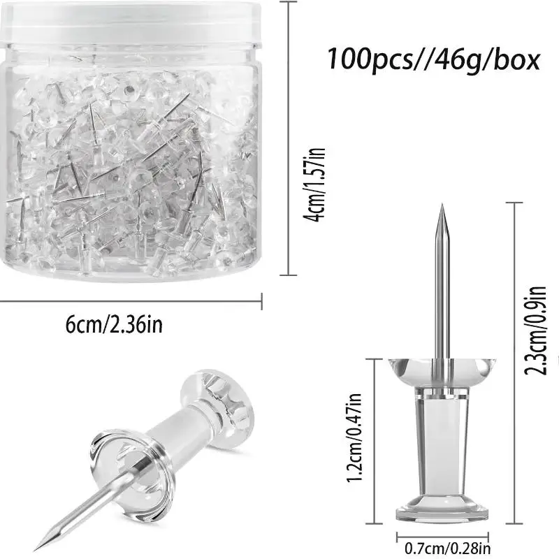 (여름6) 100개/박스 다양한 종류의 엄지핀 다채로운 플라스틱 핀 코르크보드 사무실 학교 문구 용품