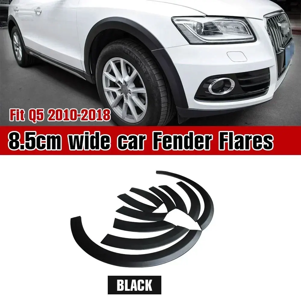 10PCS 8.5CM 안티 스크래치 펜더 플레어 키트 - 2010-2018 Audi Q5 휠 아치 프로텍터용 눈썹 장식 스트립 커버