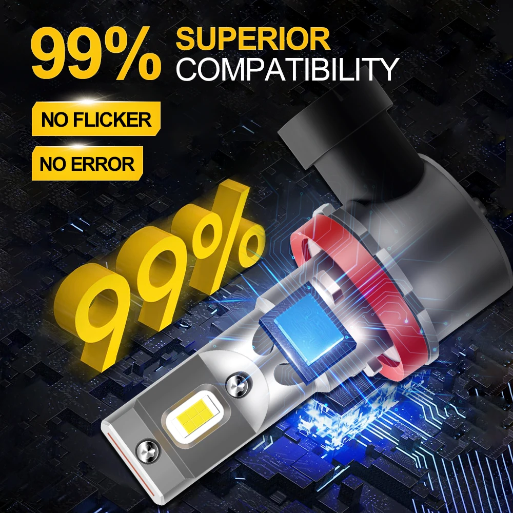 For Ford Mondeo Mk4 Mk3 Fiesta Focus C-Max S-Max Ranger LED Car Headlight Fog Bulbs H11 H8 H9 H16JP Lights 30000LM Driving Lamps