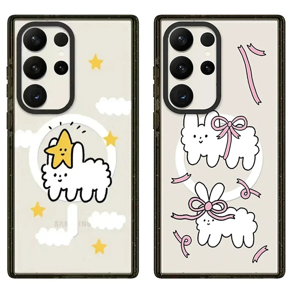 

Cute Cloud MagSafe Acrylic Black Border Case for Samsung Galaxy S22 Ultra S23 Ultra S24 Ultra Shell