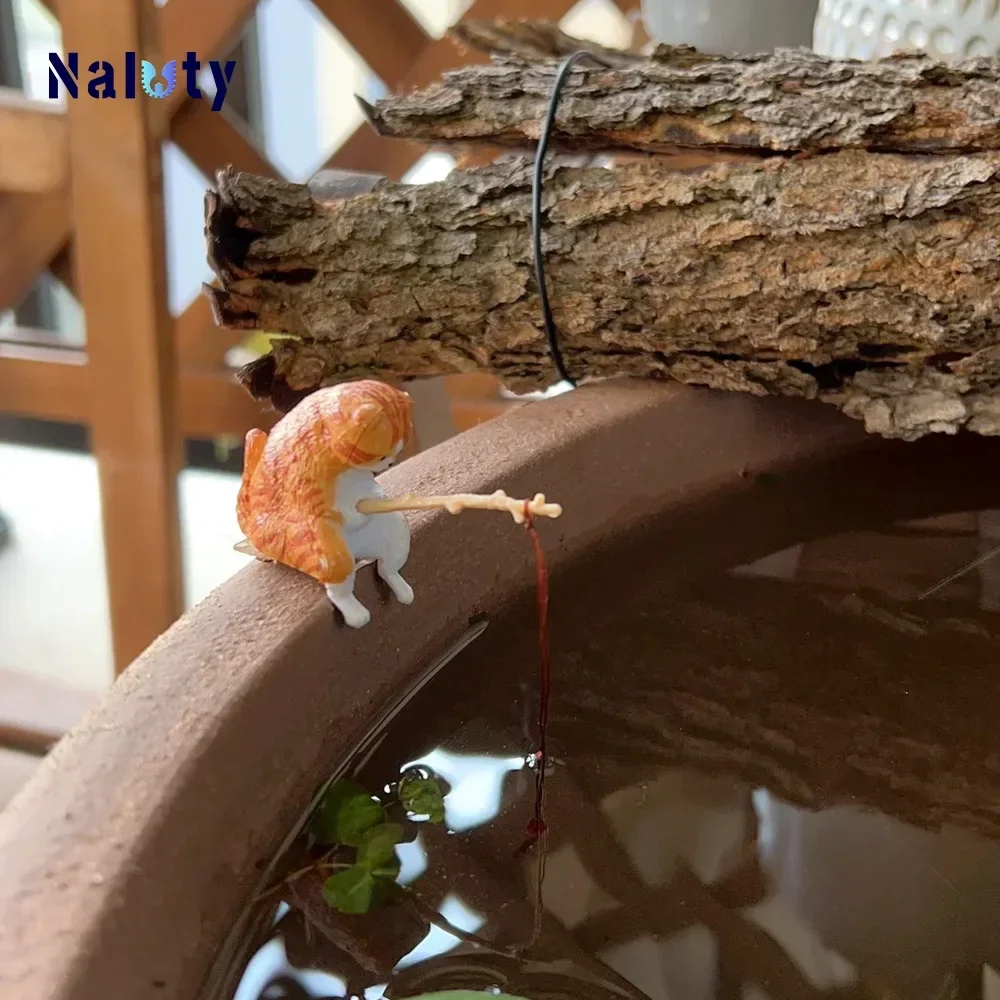 Aquarium Decoration 8 Style Small Fishing Cat Aquarium Accessories Landscaping Ornament Fish Tank Accessories Diy