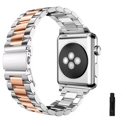 Premium Steel Metal Watch Strap - 42mm - 44mm - 45mm (Silver rose gold)