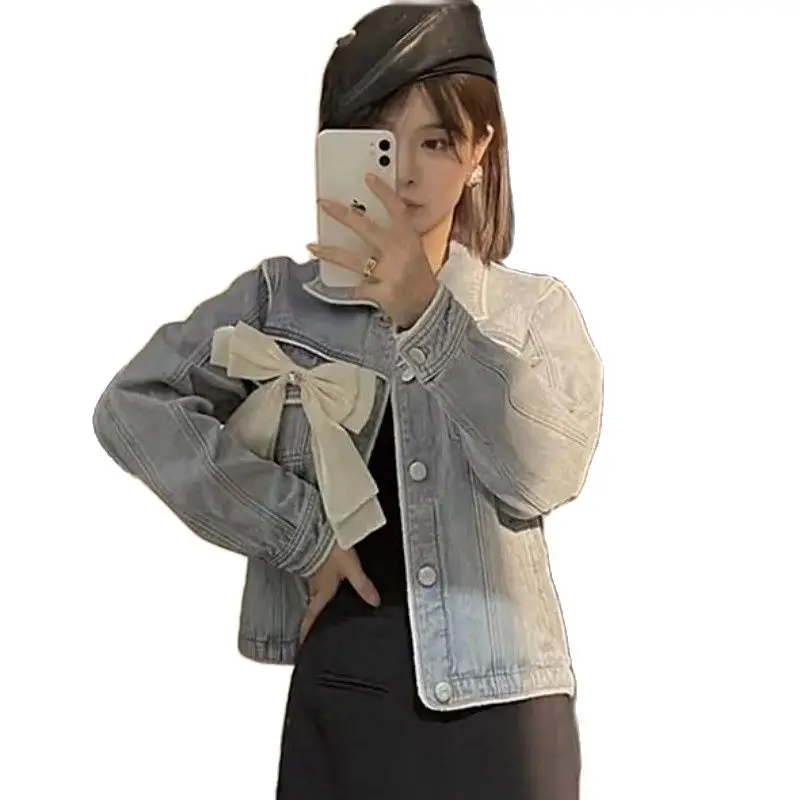 

Autumn New Coat For Women Commute High Street Hong Kong Style Loose Bow Versatile Single Breasted Lapel Collar Free Shipping