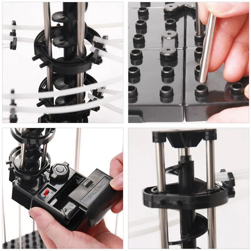 Level 1-9 Luminous Electric Quiz Building Space Track Ball Puzzle Building Blocks DIY Science and Education Toy Gift