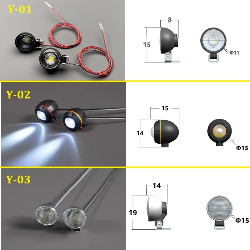 LED ABS Konvexspiegel-Scheinwerfer für 1/10 RC Crawler für 1/14 Tamiya RC Truck