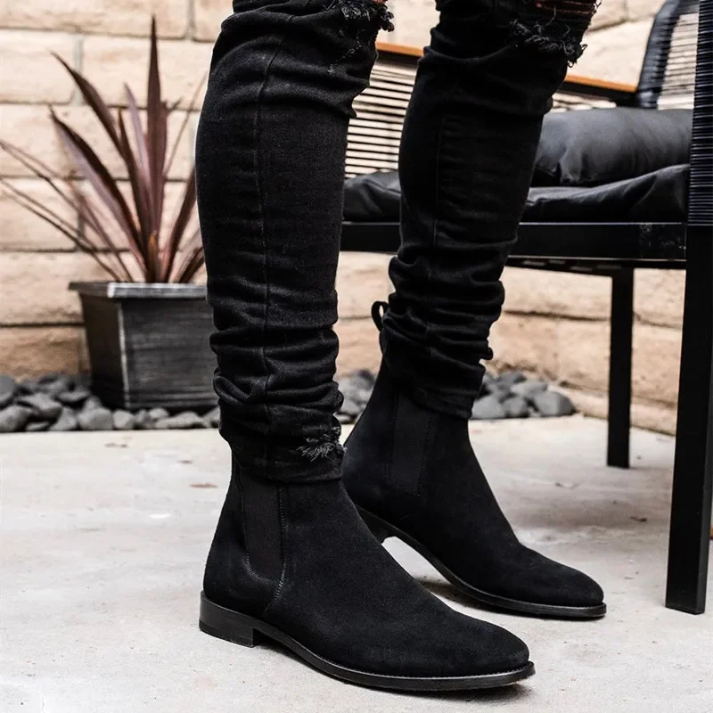 Men Chelsea Boots High Quality Ankle Boot Vinage Classic Dress Black Brown Business Madehand
