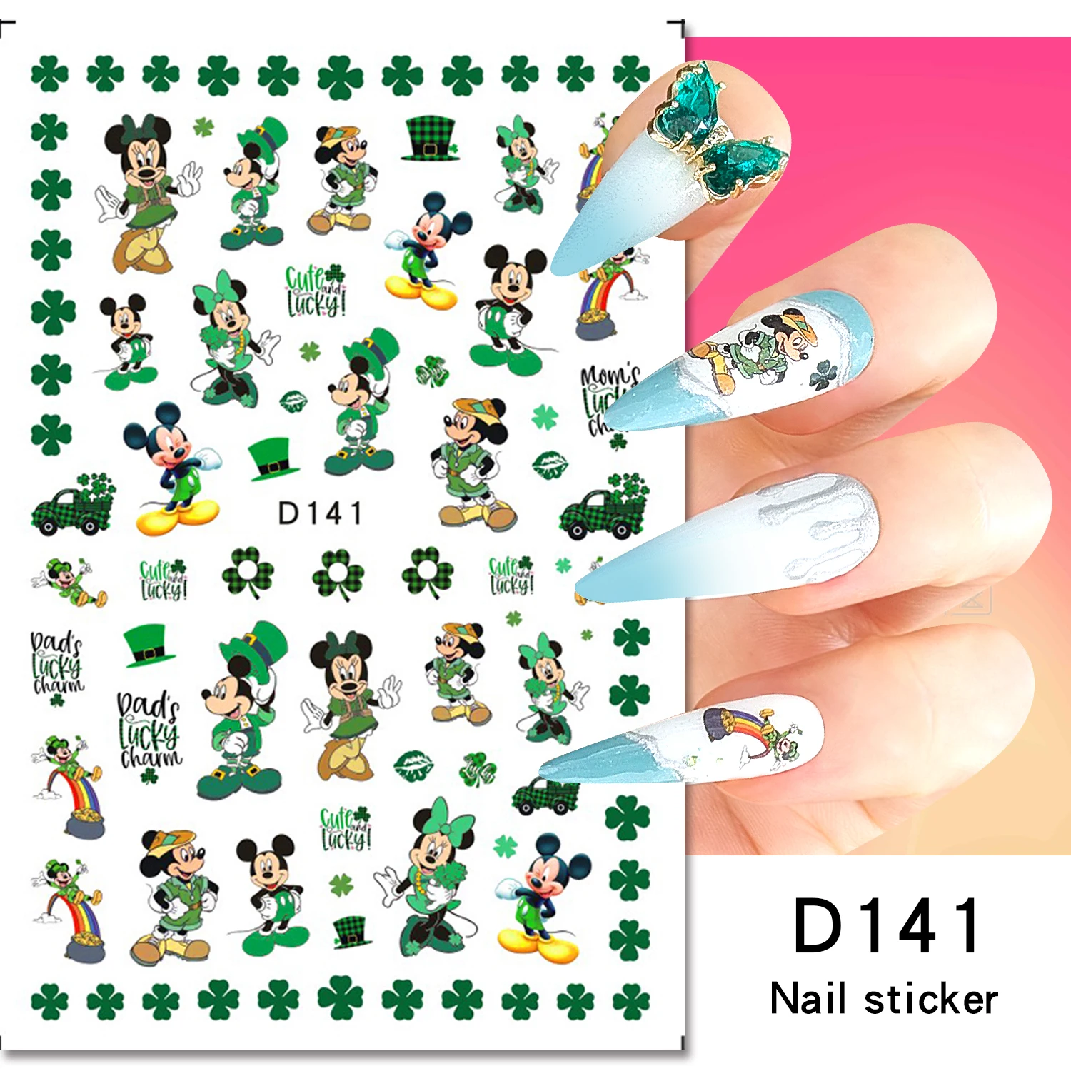 Disney Cartoon Sticker 3d Adhesive Nail Slider Nail Art Jewelry