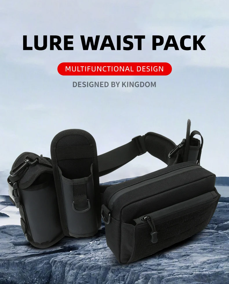 Description Picture 2 of itemMutifunctional Fishing Lure Bag Fishing Belt Multiple Pockets Outdoor Tactical Gear Shoulder Messenger Bags Utility Waist Pack