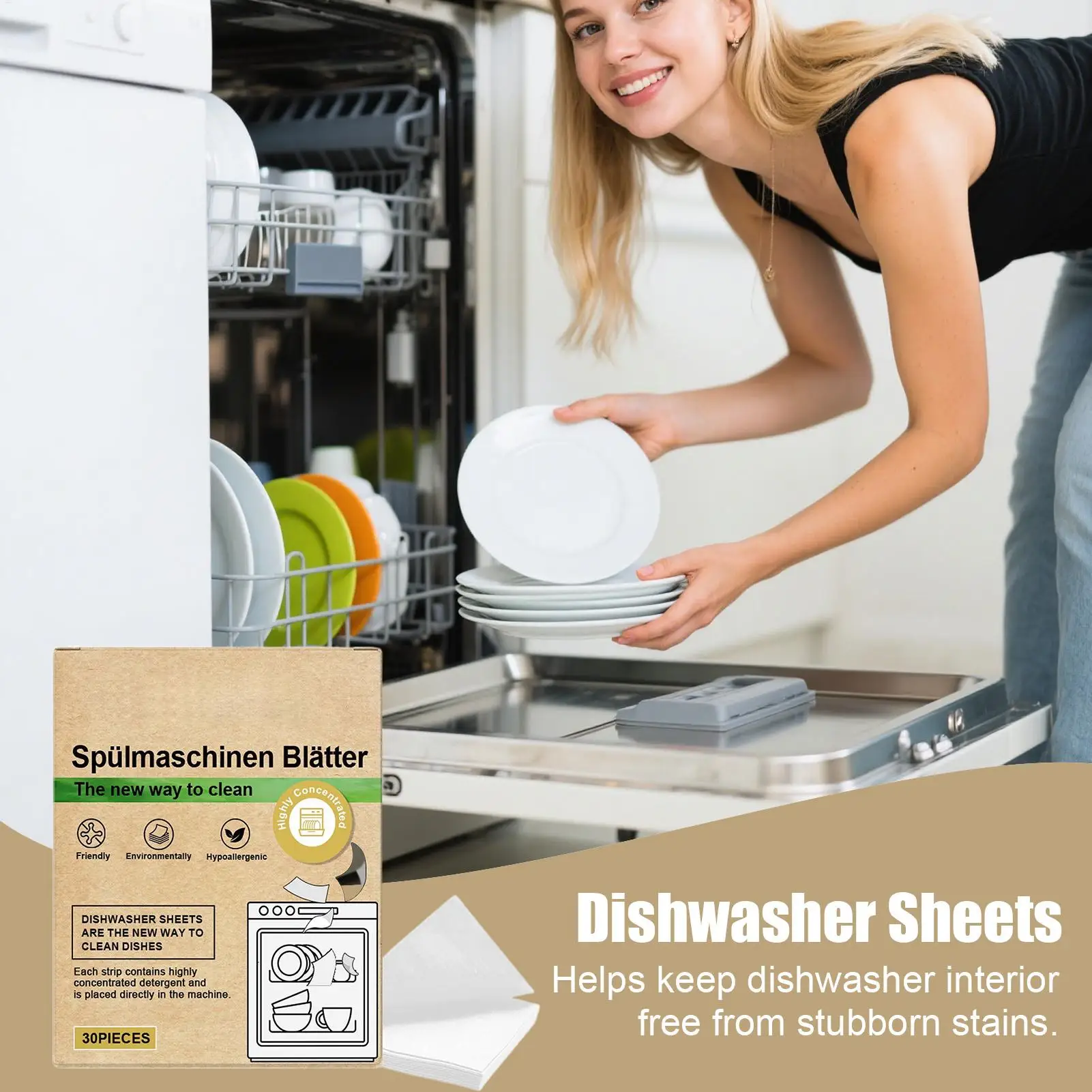 30pcs/set Dishwasher Sheets Mild Cleaning Strips for Home Kitchen, Efficient Alternative to Dishwasher Tablets 3