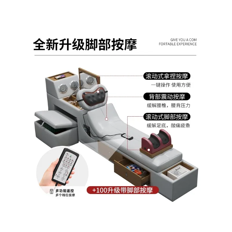 Intelligente Massage Tatami Lederen Bed Master Bedroom Multifunctioneel Groot Bed Modern Minimalistisch Projector Trouwbed 2022 Nieuw