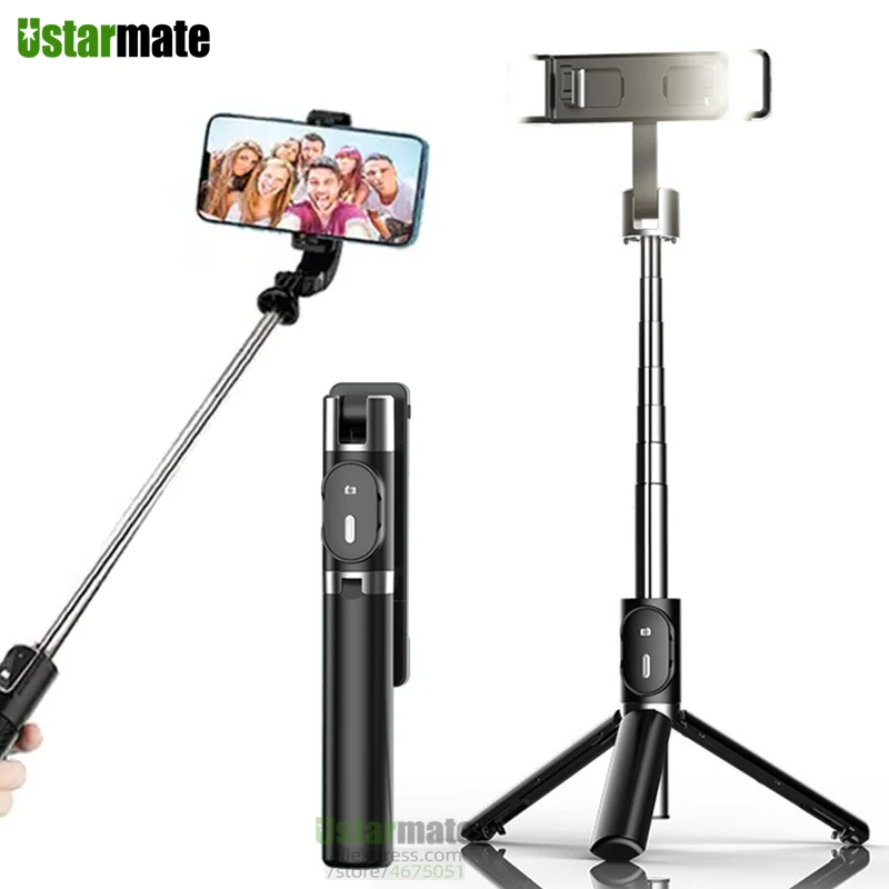 Nuovo Led Selfie Stick Pieghevole Wireless Bluetooth Selfie Stick Treppiede Per Smartphone Con Otturatore Remoto Luce Di Riempimento Selfie Stck