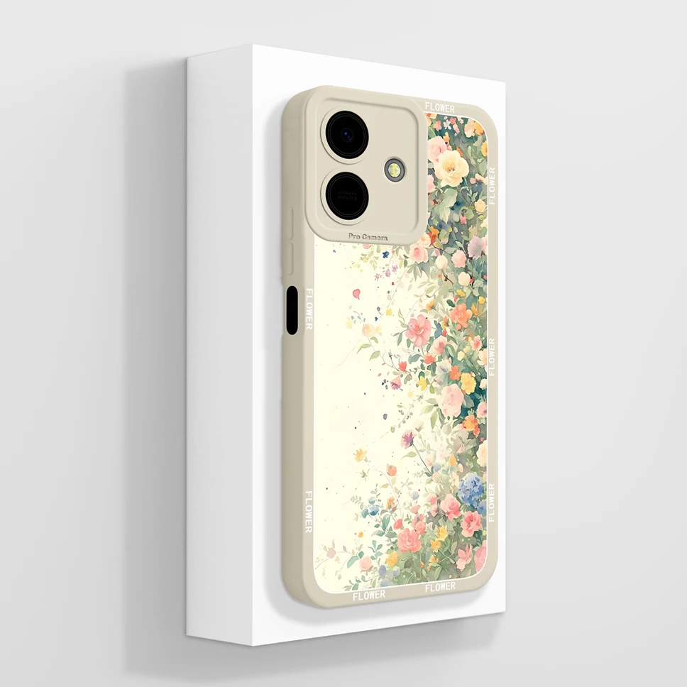 Abstract Plants Pattern Anti-Drop Phone Case - Soft Liquid Silicone Shell