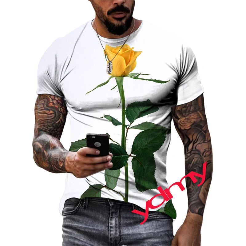 

Summer The Only Flower Quick-Dry Men's T-shirt Hip Hop 3D Print Personality Neck Short Sleeve Fashion Clothes