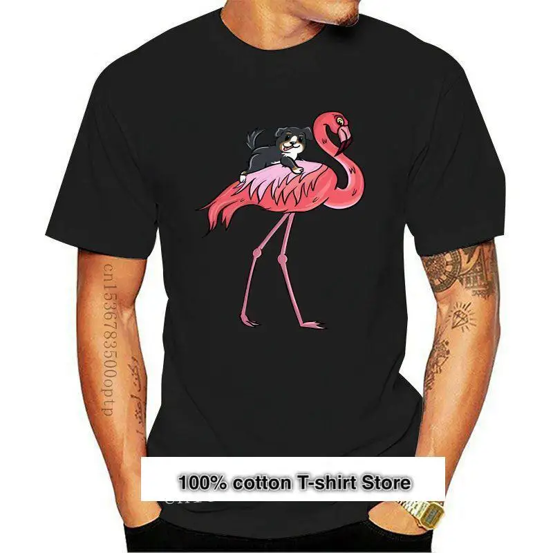 Camisetas divertidas de manga corta para hombres, camisas de dibujos  animados de perro de montaña y flamenco, 100% algodón