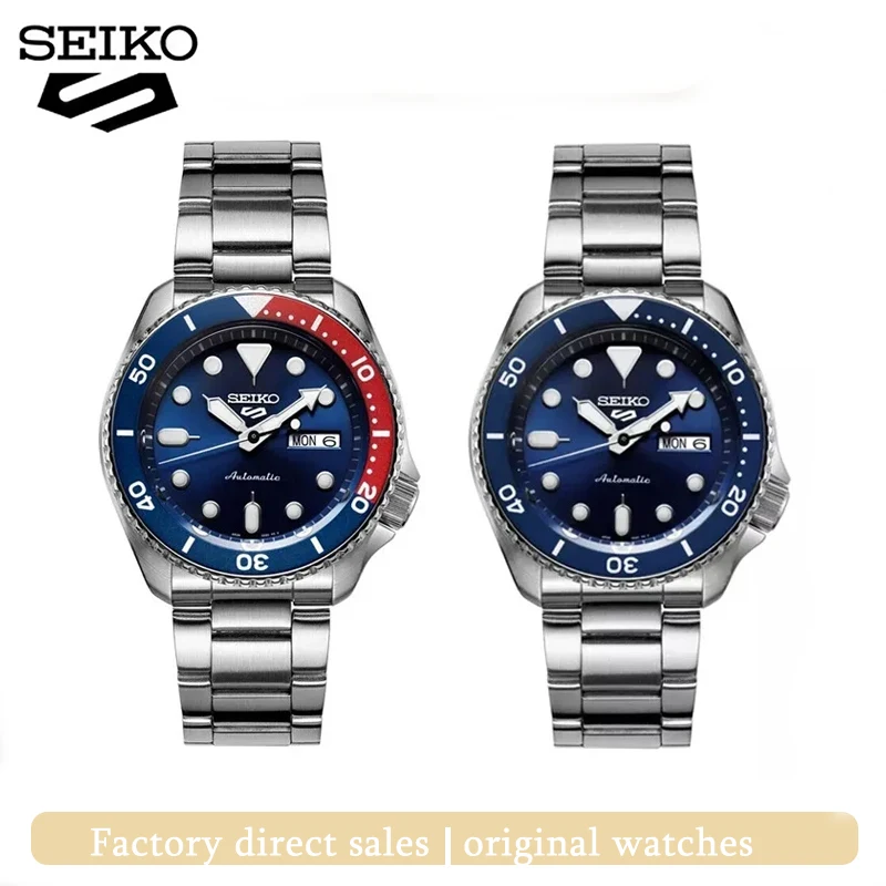 Часы наручные SEIKO 5 Мужские автоматические, роскошные брендовые Оригинальные Водонепроницаемые с вращающимся круглым браслетом из стали, SRPD53K1