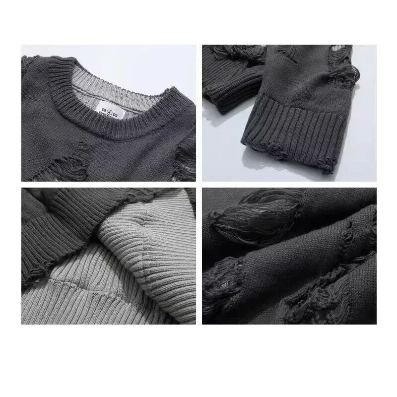 Pullovers Man's Sweater Knitted Jumper Vintage Oversize Essentials Y2k Gothic Clothes Men's Punk Harajuku Streetwear