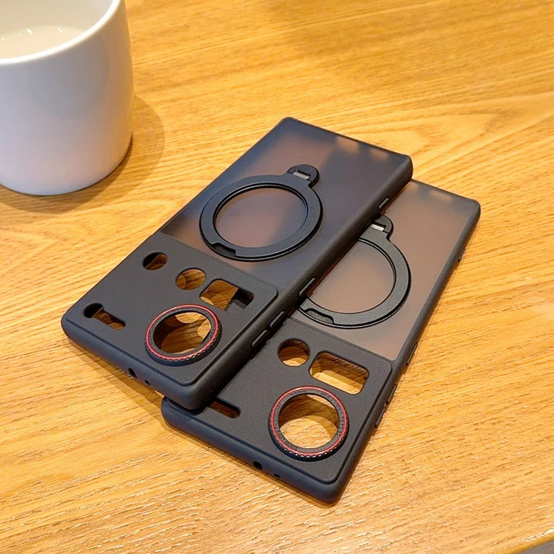 Red Circle Lens Full Coverage Metal Magnetic Holder Case