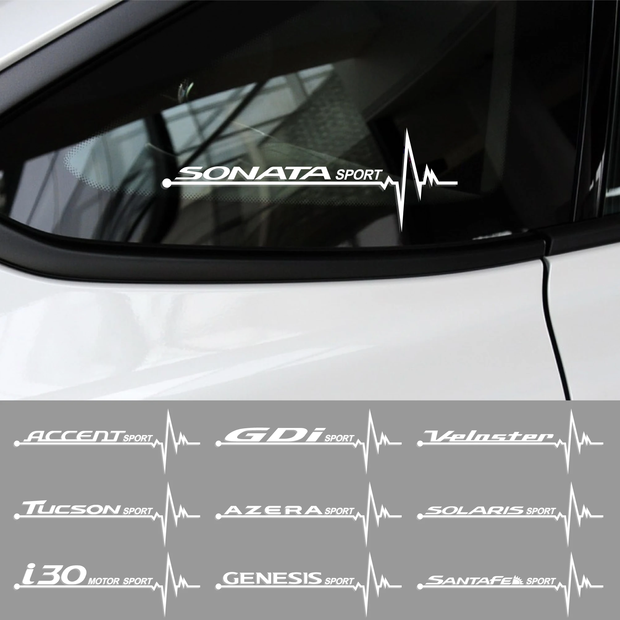 

2Pcs Car Side Window Reflective Decal Stickers for I10 I20 I30 I40 Ix20 Ix25 Ix35 Ix55 Kona Gdi N Gatz Nexo Eon Creta Accessory