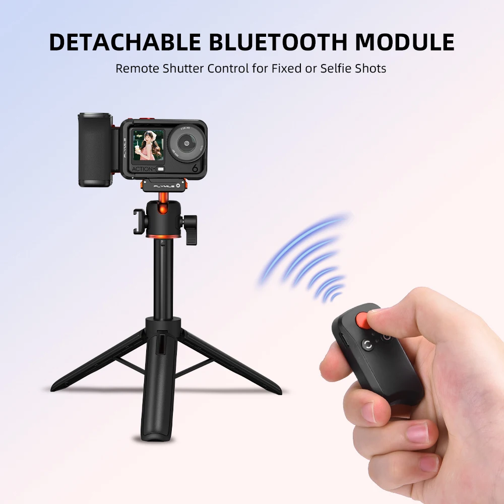 플라이마일 카메라 그립 블루투스 셔터 버튼 포함 DJI 액션 6/5 프로/인스타360 에이스 프로 카메라 사진 액세서리
