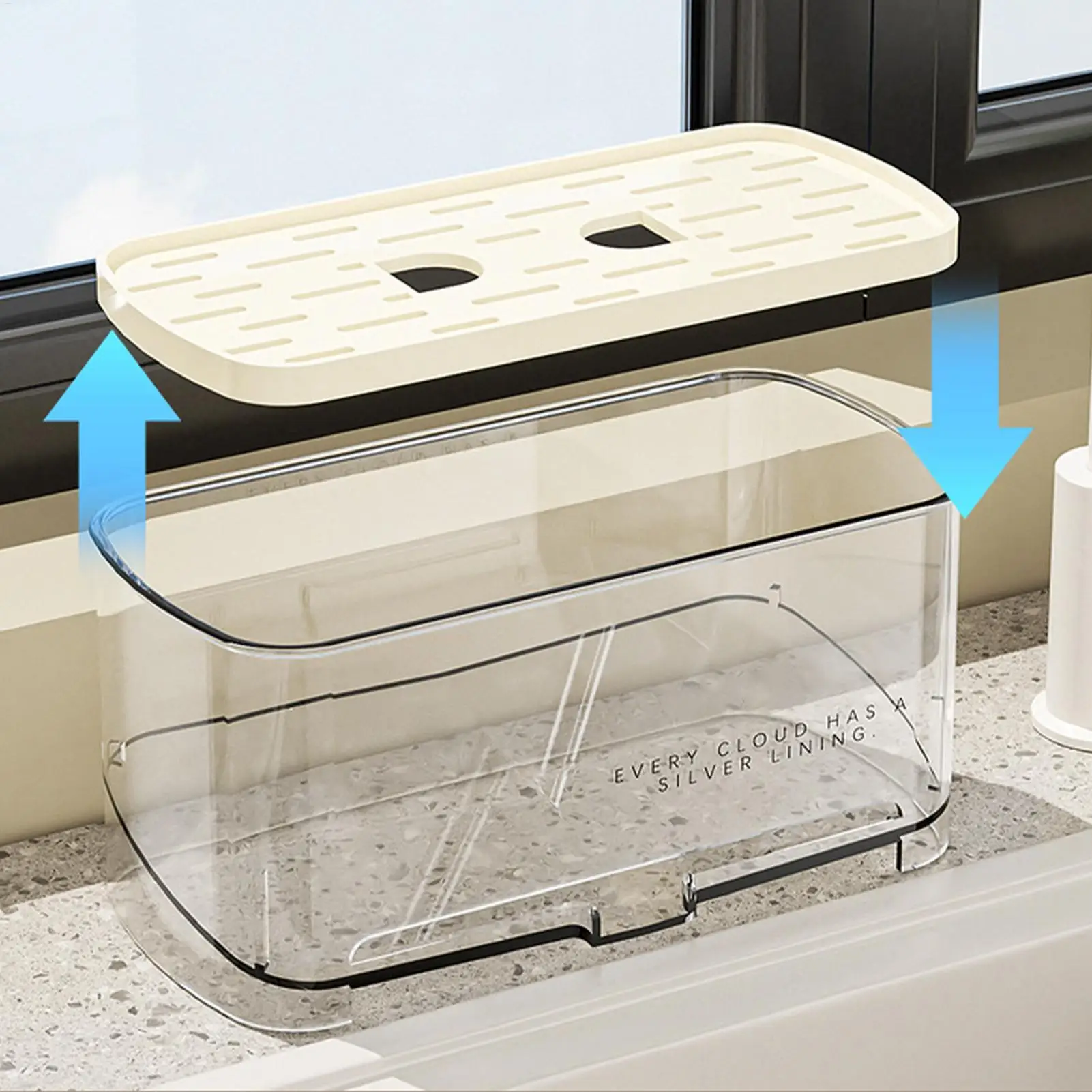 Sponge Holder For Kitchen Sink Anti-Slip Self-Draining Rack Sink Caddy Organizer Countertop For Bathroom Restroom Home Household