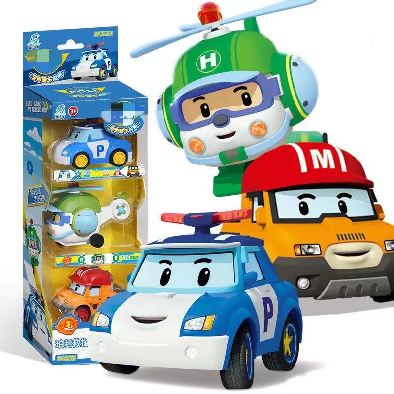 Cartoon Anime Action Figure Robocar Police Car Ambulance Pickup Fire truck Inertia vehicle Po Ambe Roy Helly Li Puzzle Kids Toy