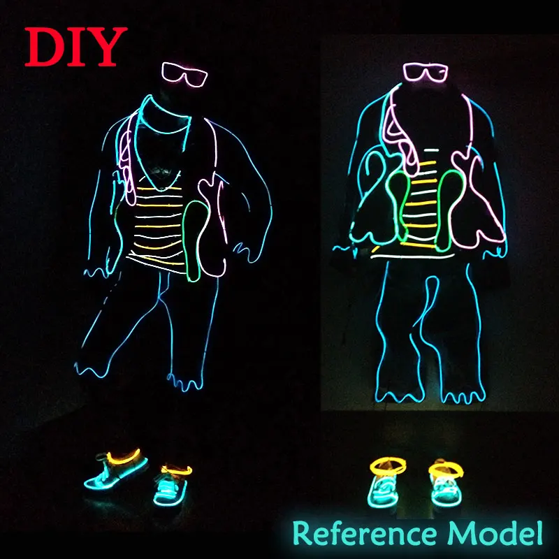 

fashion dance clothing DIY performance clothes el wire led light costume glowing for night show