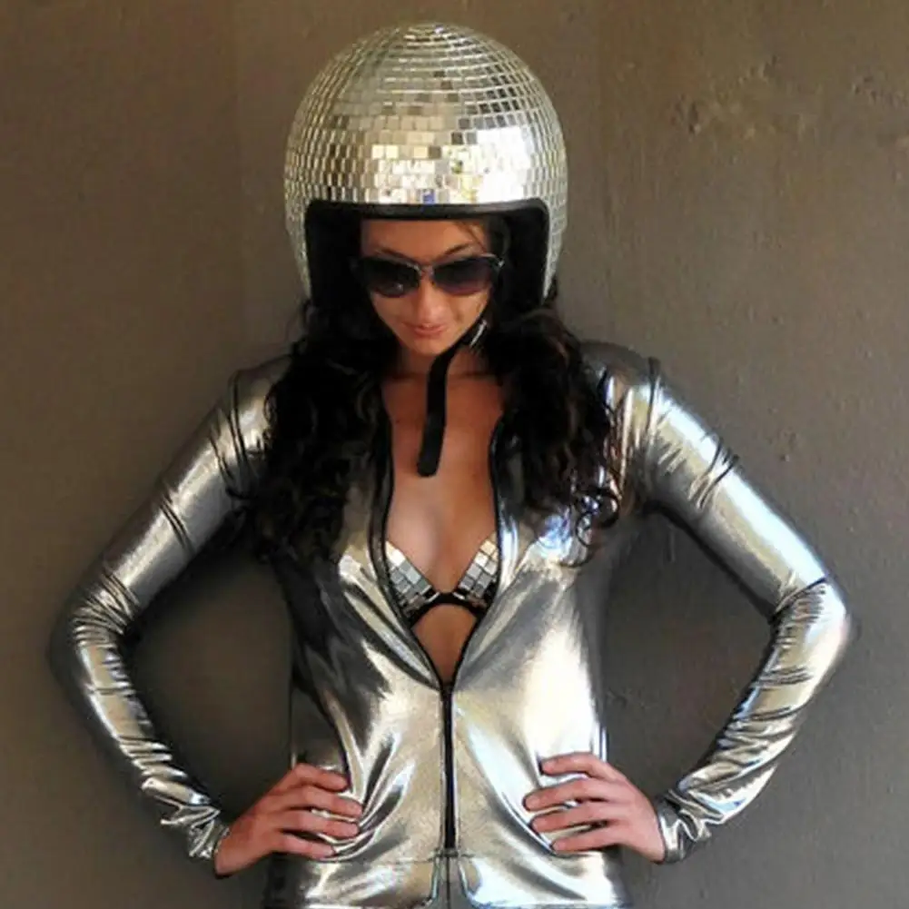 Casque de moto Disco Ball, masque argenté, Cool, sûr, avec ombrage miroir,  équipement de moto pour DJ Club scène Bar - AliExpress