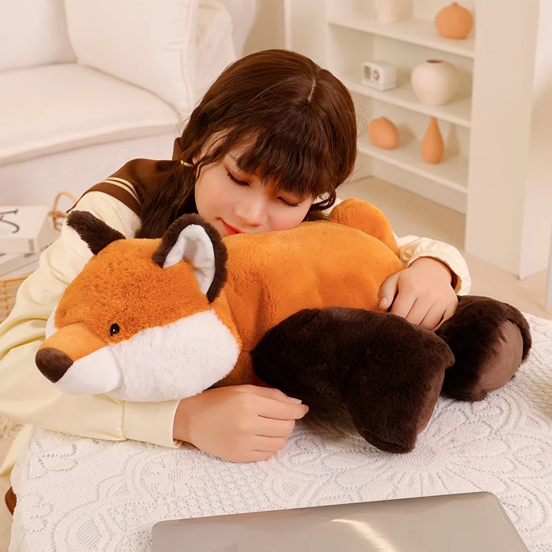 

40/65cm Super Soft Lazy Fluffy Stuffed Animals Plush Toy Cute Lying Fox Crocodile Dog Hug Throw Pillow Cushion Soft Kids Toys