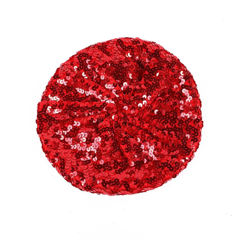 Frauen Glitter Beanie Cap Pailletten Glänzende Baskenmütze Hut Karneval Party Club Dance Cap Chic Retro Plain Baskenmütze Pailletten Baskenmütze Hut – Detail 11