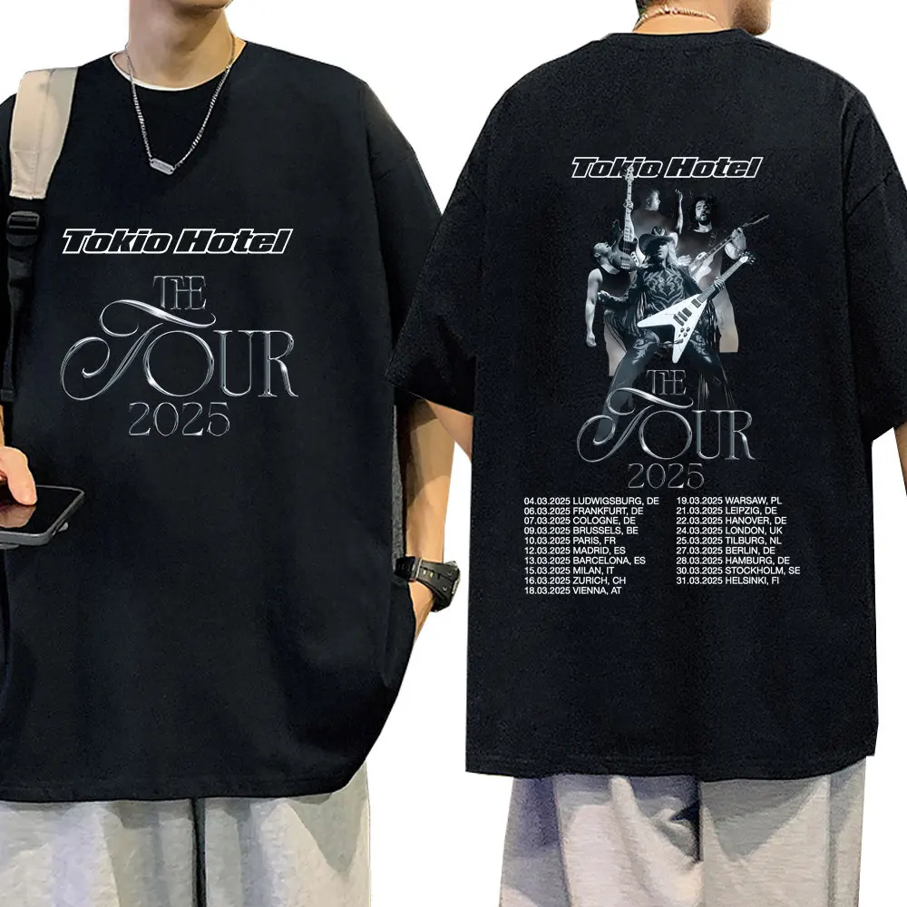 CJQSQL Tokio Hotel Band Graphic T Shirt Men Women Summer Couples Dress Manga Tops Rock Band Japan Tee Camisetas Black