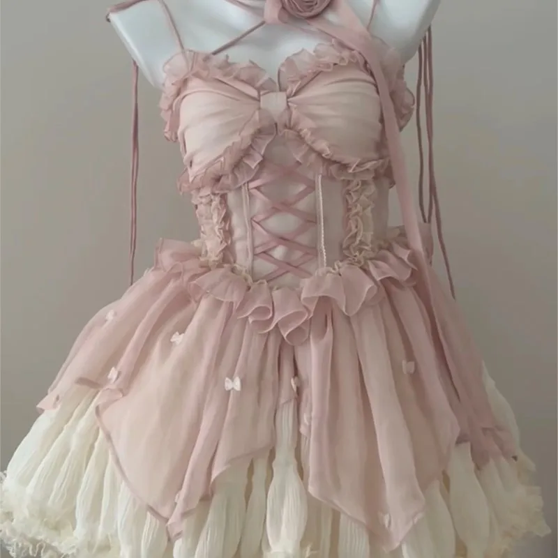 

Pink Gentle Ballet Style Dress Flower Wedding on the Run Pettiskirt