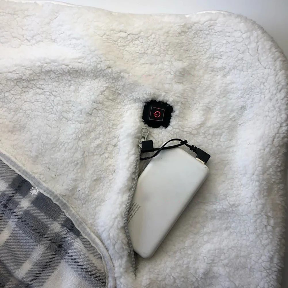 히팅 블랭킷 실내외용 부드러운 웨어러블 전기담요 (그레이 그리드)