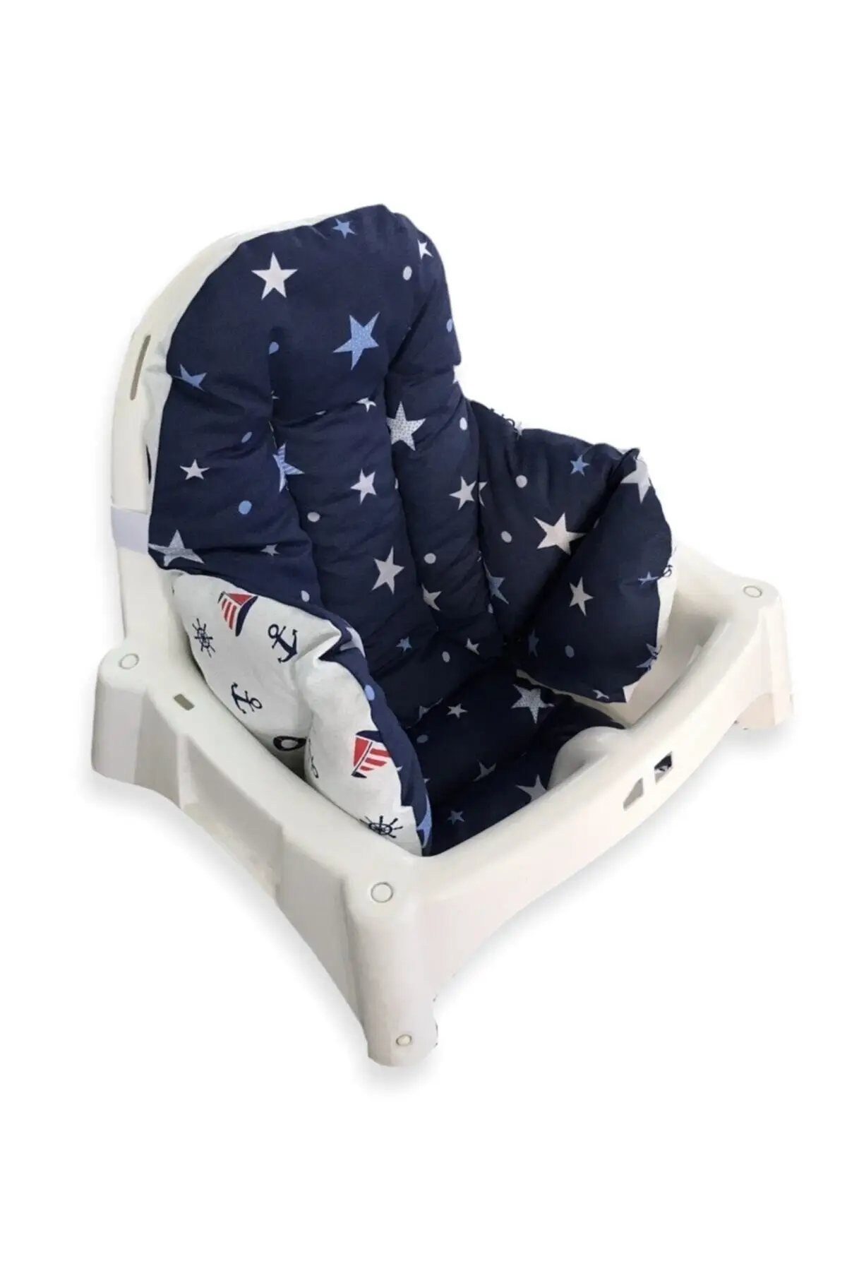 100 cotton Baby Child High Chair Cushion Denizci Navy Blue Star