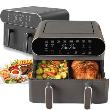 Hot Sale 8L 9L Big Capacity Dual Basket Air Fryer with 2 Cooking Zones For Toast and Roast