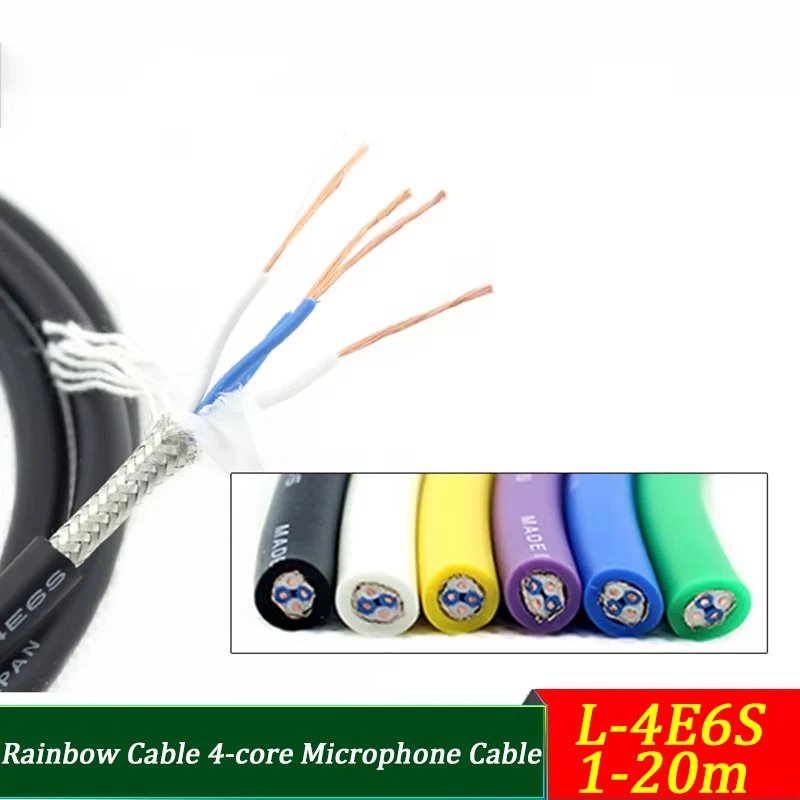 CANARE L-4E6S 4-adriges geflochtenes, abgeschirmtes Mikrofonkabel (1–20 m) – Regenbogenfarben für mobile Heimwerker, Bühnen- und Studiosignalleitung