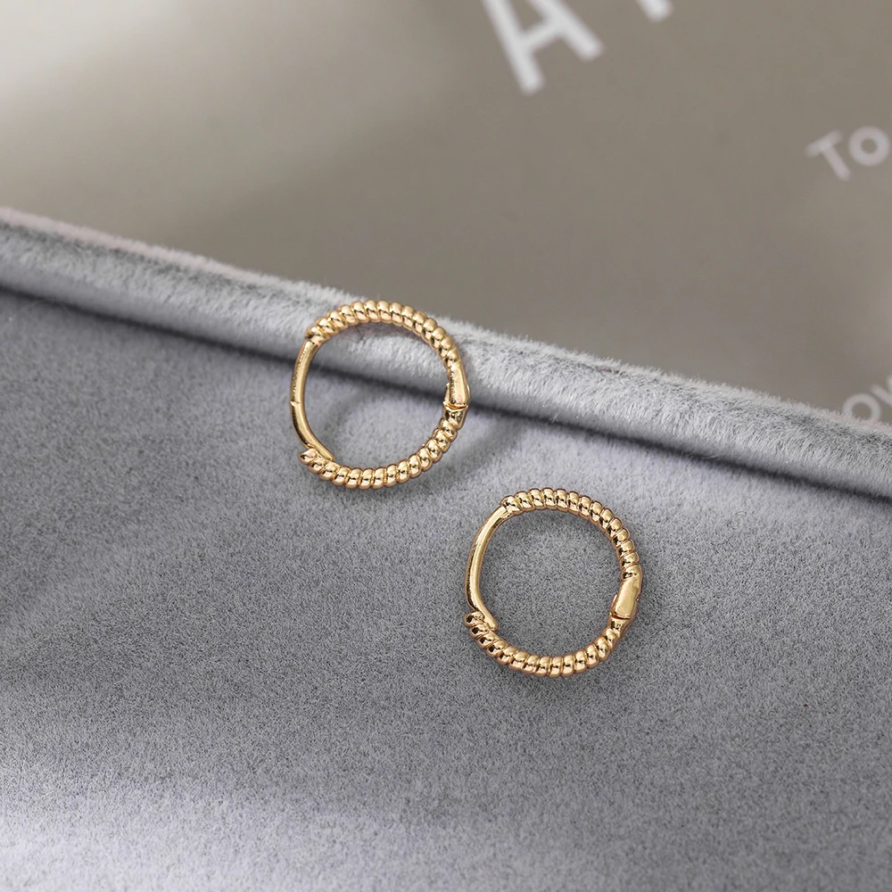 Simple Gold Color Circle Bead Hoop Earring For Women Vintage Korean Twisted Statement Huggies Small Hoop Earring Fashion Jewelry