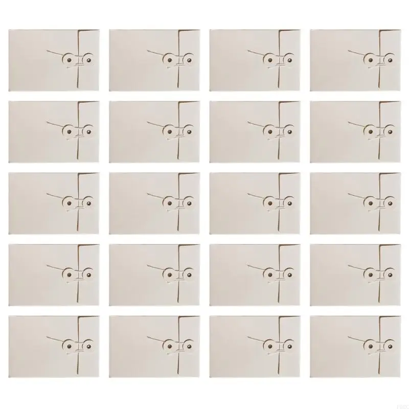 P0RC 20Pcs Paper Envelopes with String Tie Closure Project File Pocket Document Organizers for Office Folder Booklet Bag