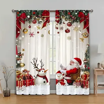 2pcs - Christmas Santa curtains 1