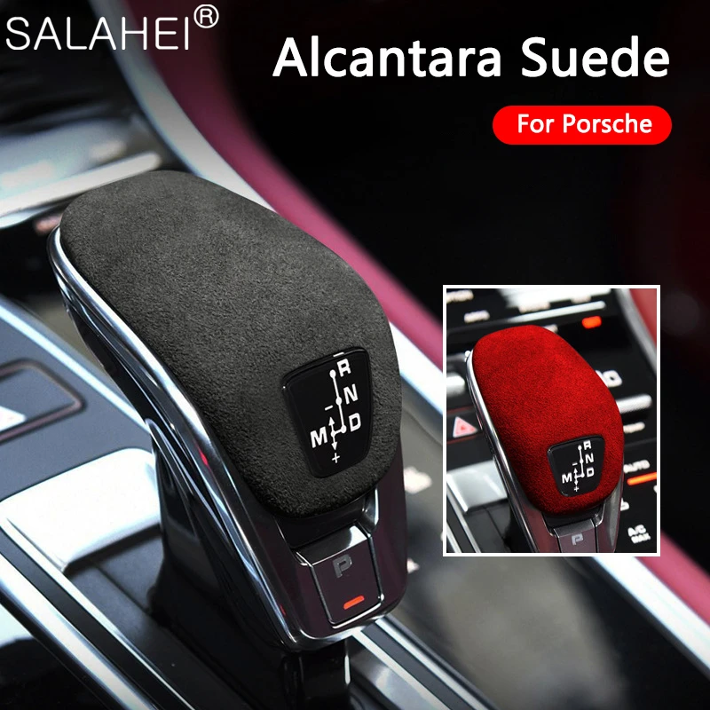 

Top Suede Wrap Car Gear Shift Knob Trim Sticker Cover For Porsche Cayman Panamera Macan 2018 2019 2020-2023 Interior Accessories