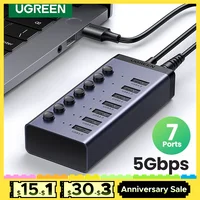 UGREEN USB C Hub 5Gbps 7 Ports USB3.0 Splitter with Individual OFF/ON Switch LED Indicator  for PC Laptop MacBook Pro/Air 1