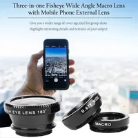 3in1 Fisheye Phone Lens 0.67X Wide Angle Zoom Fish Eye Macro Lenses Camera Kits With Clip Lens On The Phone For Smartphone 1