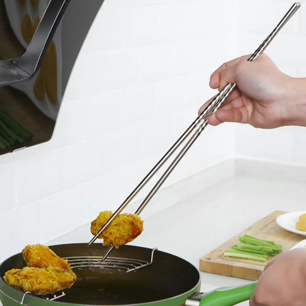 Cooking Chopsticks Stainless Steel Extra Long For Frying Food Noodles Sushi Kitchen Utensil