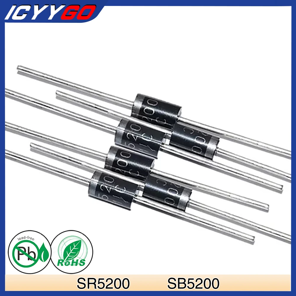 20 Pz Sb5200 Sr5200 Diodi Raddrizzatori A Barriera Schottky 5A 200 V Assiale 5 Amp 200 Volt Sr Sb 5200 Do-201Ad Icyygo
