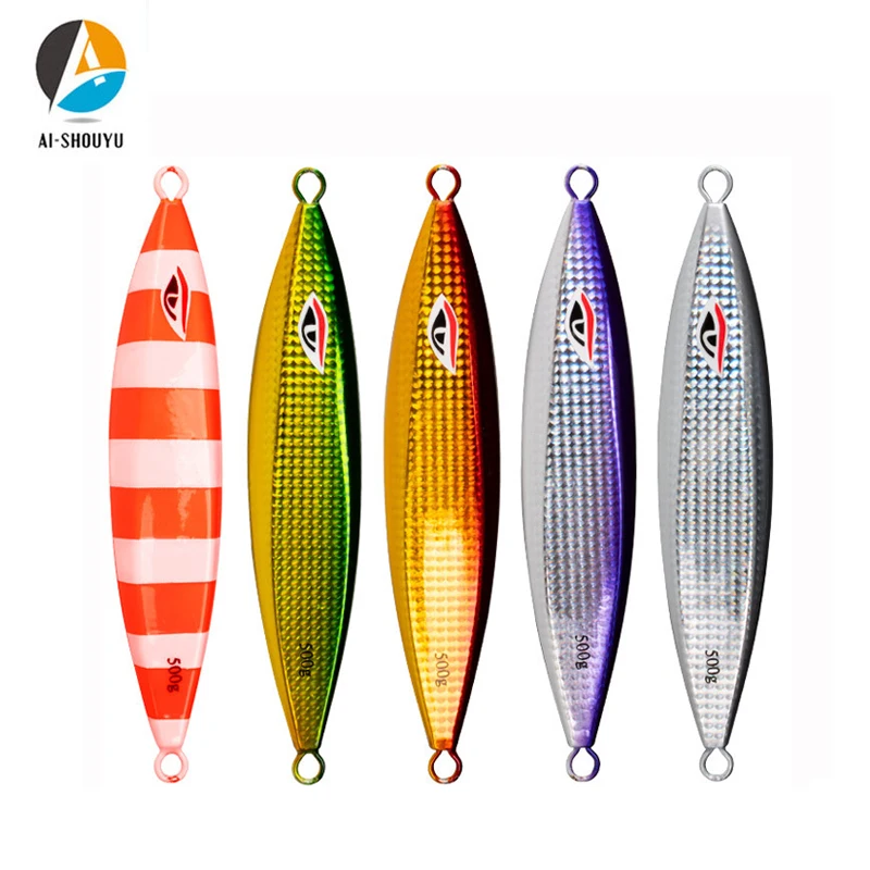 

AI-SHOUYU Slow Cast Jigging Lure Fasting Sinking Luminous/UV Bait Artificial Shore Lead Metal Bait Sea Tackle 300g 400g 500g