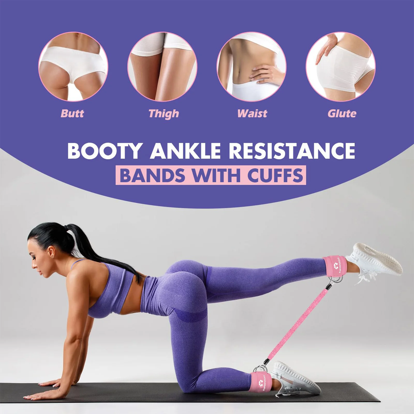 Ankle Resistance Bands with Cuffs, Ankle Bands for Working Out, Ankle Resistance Band, Glutes Workout Equipment, Butt Exercise F 2