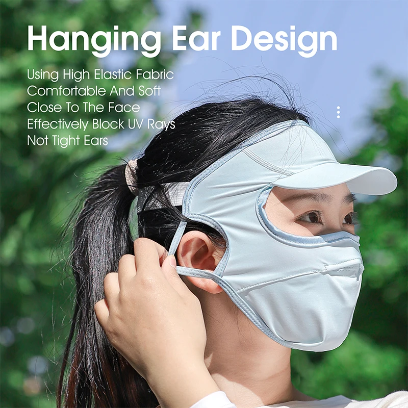 WEST BIKING Summer Outdoor Sunproof Mask With Sun Visor Women Cycling Hiking Running Sun Hat Reusable Ice Silk Breathable Mask