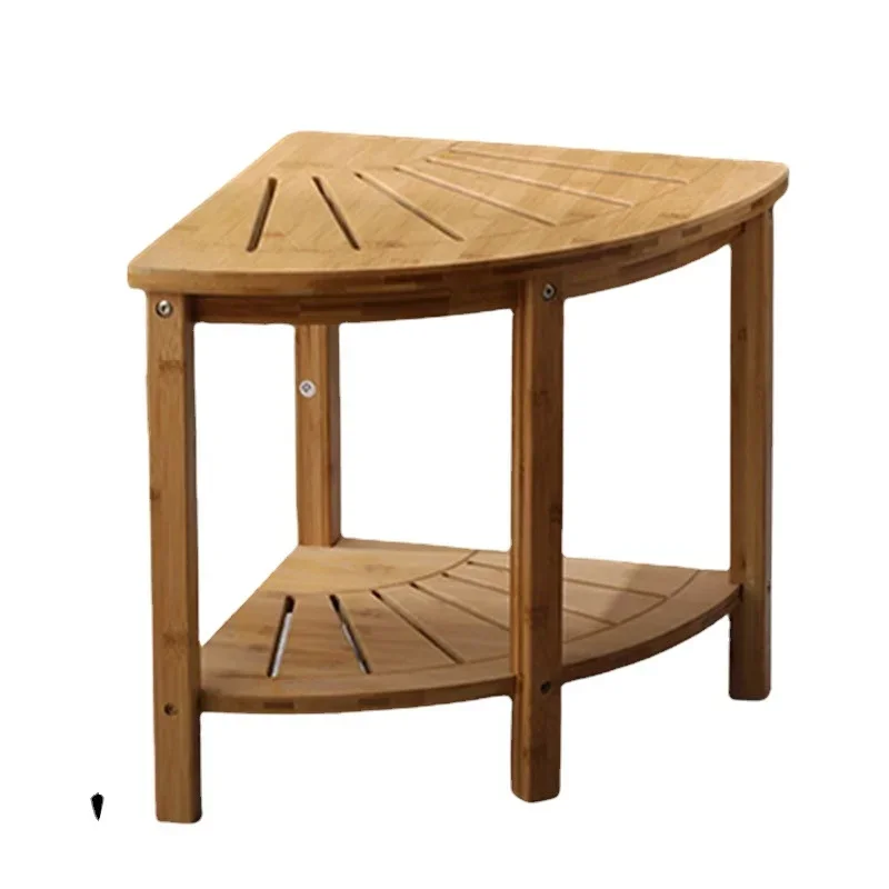 Bamboo And Wood Bathroom Corner Stool For Shower Triangle Multifunctional Storage Shelves Home Shower Cabin Chair