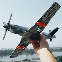 Military USA P-51 Mustang Fighter Jets Model Building Blocks Technical Aircraft Airplane MOC Weapons Bricks Toys for Adult Gifts 3