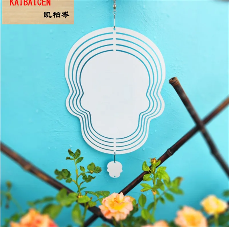 40 개/몫 승화 빈 바람 회 전자 DIY 선물 알루미늄 바람 회 금속 공예, 크리스마스 장식 설탕 두개골 종소리