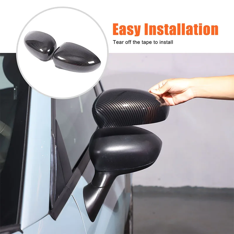 For 2010-2024 Fiat 500 ABARTH 695 Car Exterior Rearview Mirror Protective Cover Carbon Fiber Texture ABS (Replacement Part)